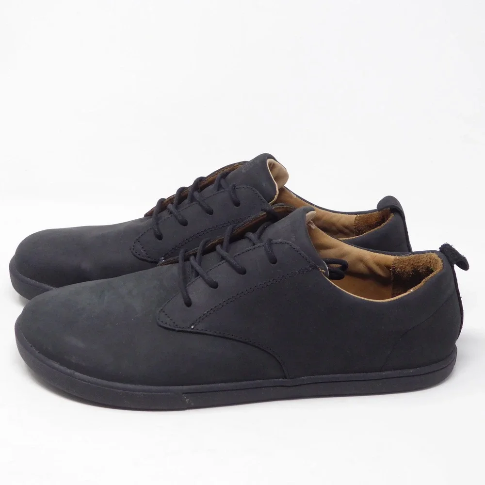 Xero Shoes Mens Glenn Oxford Black Leather Barefoot Casual Sneakers 10